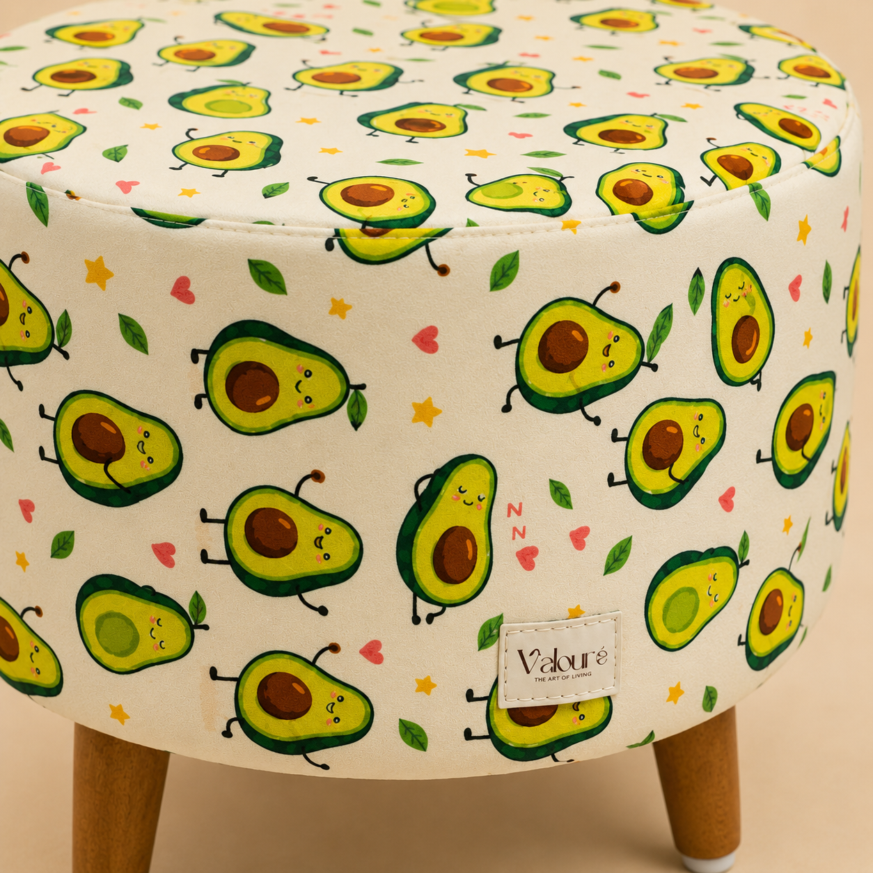 AVOKINS avocado print round ottoman