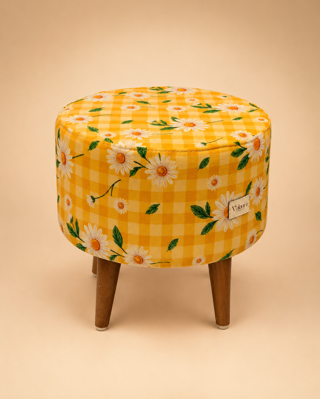 SUNKINS sunny daisy print round ottoman