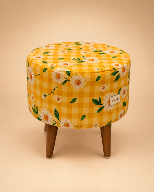 SUNKINS sunny daisy print round ottoman