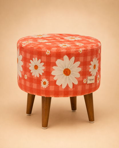 BLOOMKINS botanical tulip print round ottoman