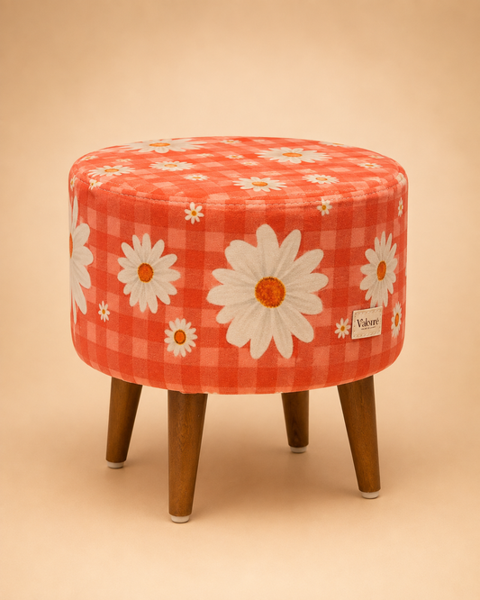 BLOOMKINS botanical tulip print round ottoman