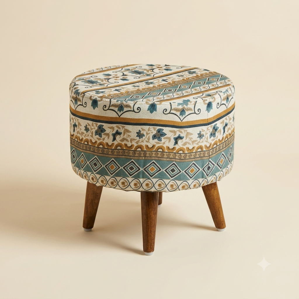 The Gulnaar handcrafted round pouf stool