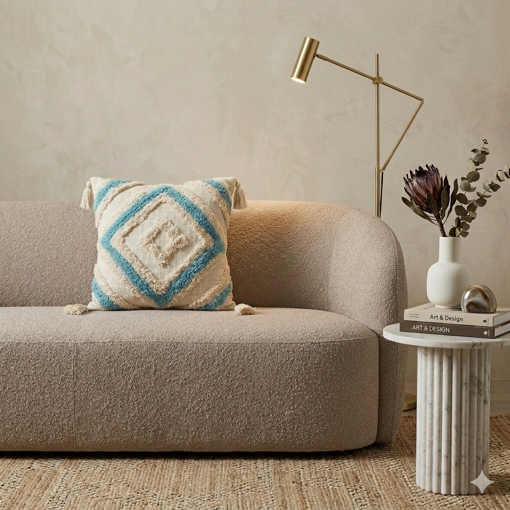 Diamond Weave Tufted Cushion Cover with Tassels