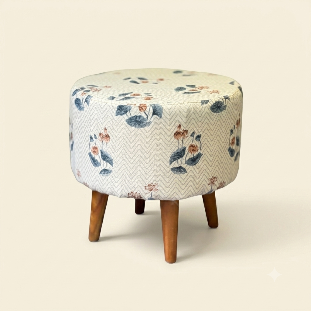 The Noor handcrafted round pouf stool