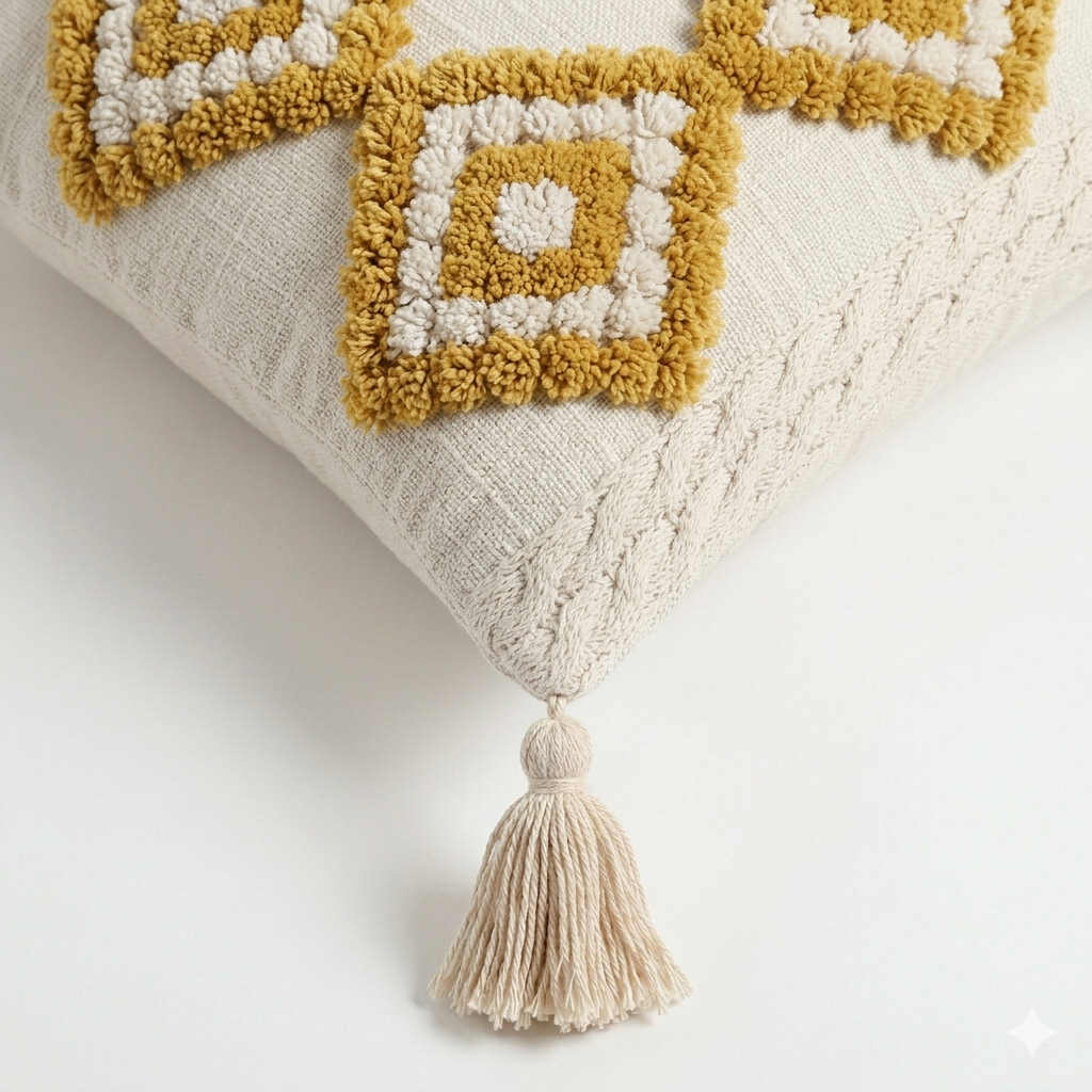 Textured Chevron Cushion Cover with Tassels