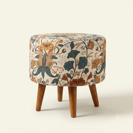 The Mehrab handcrafted round pouf stool