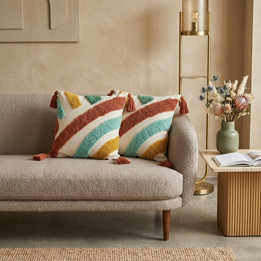 Earthline Rainbow Cushion with Tassels