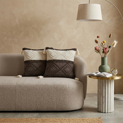 Monochrome Pattern Cushion Cover with Tassels