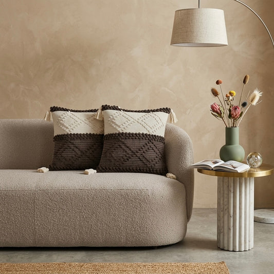 Monochrome Pattern Cushion Cover with Tassels